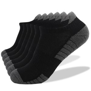 6 Paar Sneaker Socken Damen Herren Sportsocken Gepolsterte Laufsocken, Atmungsaktiv Baumwolle Socken (Schwarz,M39-42)