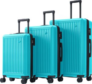 Flieks sada kufrů na kolečkách 3 ks, sada kufrů na kolečkách, sada cestovních kufrů se 4 kolečky a zámkem TSA, pevná skořepina na kolečkách, M-L-XL, zelená barva
