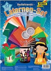 folia 951 - Laternen Bastel-Set, 37 Teile - Kreativset für Kinder und Erwachsene mit unterschiedlichen Materialien zum Basteln von Laternen