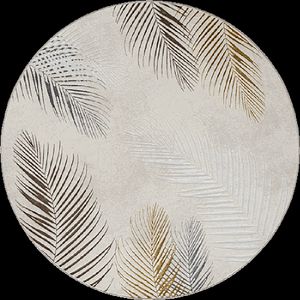 Teppich Kurzflor Palmenmuster Blätter Modern Creme Grau Rund Teppich Kurzflor Palmenmuster Blätter Modern Creme Grau Rund