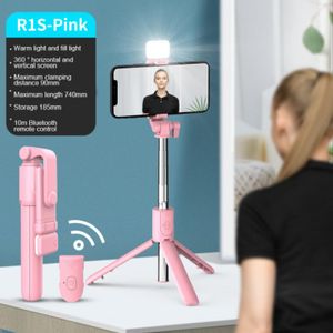 ["NEUE Bluetooth Wireless Selfie Stick Mini Stativ Erweiterbar Einbein mit füllen licht fernauslöser Für IOS Android telefon, mit Licht, rosa"],