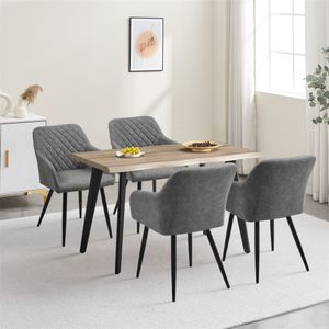 CLIPOP CLIPOP Essgruppe, Esstisch mit 4 Stühlen, Esstisch 120cm, Kunstleder Esszimmerstühle, Holz