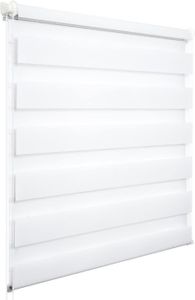 60 cm x 150 cm Duo Rollo Doppelrollo Fensterrollo Weiß Seitenzugrollo Klemmfix - ohne Bohren