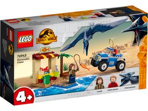 LEGO 76943 Jurassic World Pteranodon-Jagd, Dinosaurier Spielzeug, Set mit Dino Figur und Spielzeugauto für Jungen und Mädchen ab 4 Jahre