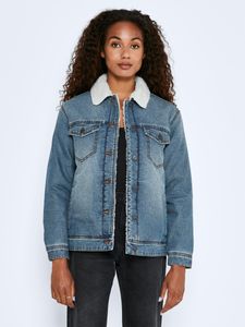 Gefütterte Kunstfell Jeansjacke Teddy Denim Basic Übergangs Jacket NMOLE | XS