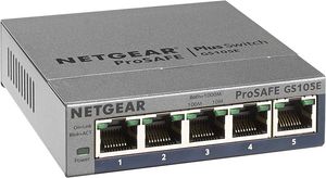 Netgear GS105E Managed Switch 5 Port Gigabit Ethernet LAN Switch Plus, Grau