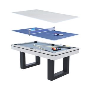 3-in-1-Spieltisch aus Holz in Weiß mit Billard und Tischtennis DENVER
