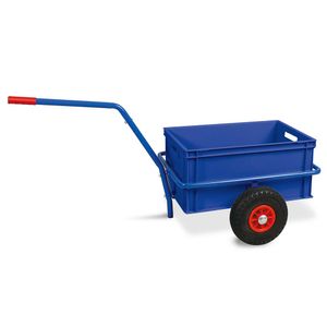 Handwagen mit Kunststoffkasten, H 280 mm, blau, LxBxH 1250x640x660 mm,Trg 200 kg