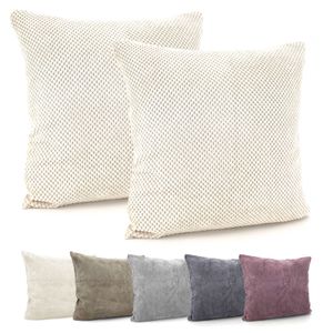 heimtexland ® 2er Pack Dekokissen Bezug Noppen Samt Kissenhülle 45x45 Kissen 2 Stück Typ836 Creme