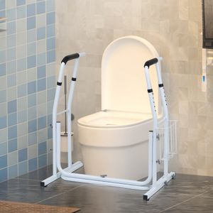 Fiqops WC Aufstehhilfe Duschhocker & -sitze Klappgriff inkl. Ablagekorb Mobile rutschfeste Toilettenstütze