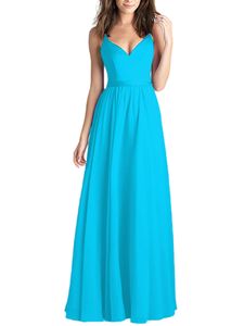 Damen Abendkleider Ärmellose Kleider Spaghettiträger Ballkleider Einfarbig Sommerkleid Hellblau,Größe 2xl