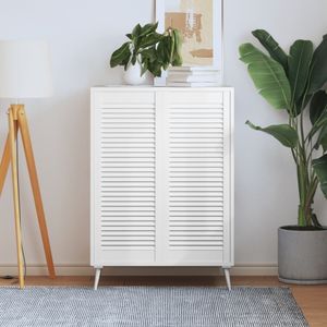 Prolenta Premium - Drzwi do szafy żaluzjowe 2 szt. białe 99,3x39,4 cm lite drewno