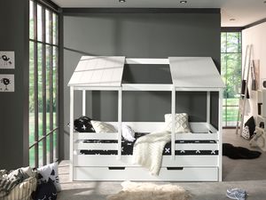 Bett Hausbett Bett 90 x 200 cm Weiß