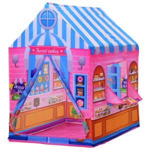HOMCOM Kinderspielhaus Spielzelt Bonbonhaus Tür und Verkaufsfenster 3 Jahre Rollenspiel Polyester 93 x 69 x 103 cm