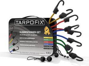 Tarpofix® 24-teiliges Gepäckspanner Gummispanner Set | Expander Haken Set für Fahrrad, Motorrad & Auto | Kunststoffummantelte Spanngummis 25-100 cm