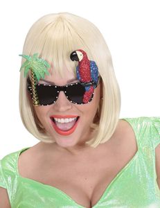 Hawaii Spaßbrille Papagei Kostümaccessoire Palme bunt