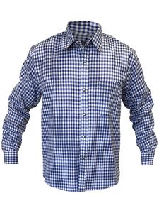 Kariertes Trachtenhemd Herren Baumwolle Langarm Hemd S - XXXXL, Größe: L Farbe: Blau
