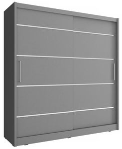 Furniture24 Schwebetürenschrank MAJA 200 ALU Schrank Kleiderschrank Graphit, 200 cm breit