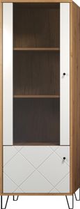 trendteam Wohnen Vitrine Touch Artisan Eiche Melamin/Weiß Matt Tiefzieh 63 x 172 x 40 cm