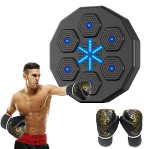 Inteligentní boxerský trenažér, nástěnné provedení, připojení Bluetooth, s rukavicemi pro dospělé (černý)