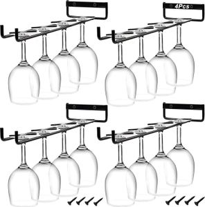 4er Set Weinglashalter, Wandmontage Weinregale, Weinglashalter Unter dem Schrank, 30CM Weingläser Halter Regal, Gläserhalter