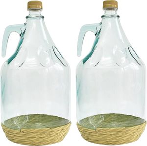 2 X 3L Glasballon mit Korb/Weinballon Glas Flasche Wasserflasche GÄRBALLON Glasflasche