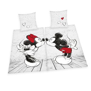 Disney Mickey & Minnie Partner Bettwäsche 2x 80x80 + 135x200 cm 100% Baumwolle / Doppelpack