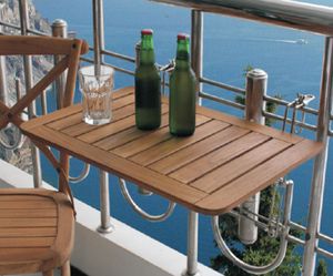 Teak Balkon Hängetisch - 60 x 40 cm - Holztisch zum Einhängen ans Geländer