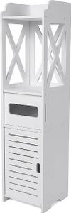 Badezimmerschrank schmal - 3-in-1 Hochschrank Weiß mit 1 Papierhalter und 2 Ablagen - 80 x 20 x 20 cm Badschrank aus WPC für Toilette - Eckschrank -Badregal Badezimmerschrank schmal - 3-in-1 Hochschrank Weiß mit 1 Papierhalter und 2 Ablagen - 80 x 20 x 20 cm Badschrank aus WPC für Toilette - Eckschrank -Badregal