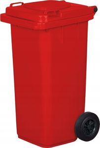 GARDIVO Mülltonne 120 Liter Abfalltonne Reststofftonne Mülleimer mit 2 geräuschlosen Rädern Klappdeckel mit zwei Griffen Rot