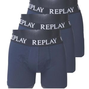 Replay Herren Boxershorts in 3er Pack -  101102 002 schwarz, blau, grau, weiß, marine, Farbe:Blau, Textil:XL