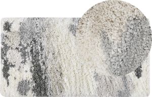 BELIANI Teppich Weiß / Grau 80 x 150 cm Rechteckig Langflor Hochflor Shaggy Abstraktes Muster Abstrakter Teppich für Wohnzimmer Schlafzimmer Flur