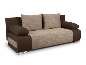 Schlafsofa Naki - Sofa mit Schlaffunktion und Bettkasten, Bettsofa, Couch (Braun + Beige (Alova 68 + Berlin 03))