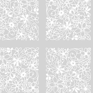 PVC Tischdecke Transparent mit Druck FIORE - Eckig - Länge & Breite wählbar - abwaschbar - Quadrate weiß Blumen, Größe:140 x 200 cm