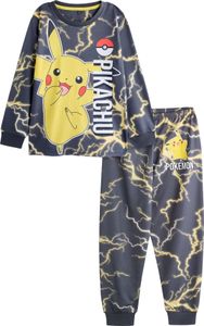 Pokemon - Schlafanzug mit langer Hose für Jungen Langärmlig NS8811 (146-152) (Schwarz)