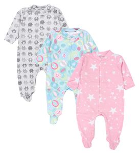 TupTam Baby Mädchen Schlafstrampler Strampler mit Fuß Schlafanzug 3er Pack, Farbe: Farbenmix 2, Größe: 80