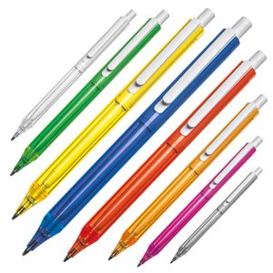 80x Kugelschreiber / transparent mit weißem Clip / 8 verschiedene Farben