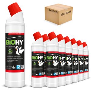 BiOHY WC labuť, WC čistič, WC kačica, WC čistič - 12 balení (12 x 1 litrová fľaša)