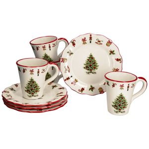 Maestro Natale 8tlg Kaffeeset Keramik 4 Pers. Teller Kaffee-Becher Weihnachten