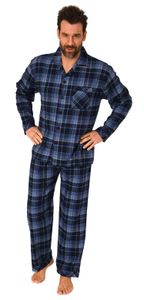 Durchgeknöpfter Herren Flanell Schlafanzug langarm, Pyjama mit Karo-Muster