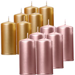 Stumpenkerzen, 12cmx6cm, 6er Pack, lange Brenndauer, Hochzeit Geburtstag, Farbauswahl:Metallic-gold