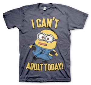 Minions - I Can't Adult Today T-Shirt - X-Large - Navy-Heather
