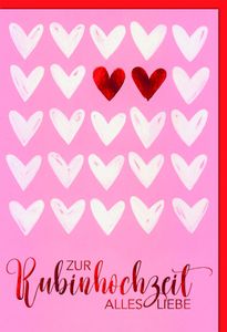 Hochzeitstag - 40. Hochzeitstag - Glückwunschkarte im Format 11,5 x 3