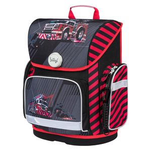 Baagl Schulranzen Jungen 1. Klasse - Ergonomische Schultasche für Kinder - Grundschule Ranzen - Schulrucksack mit Brustgurt (Feuerwehr)
