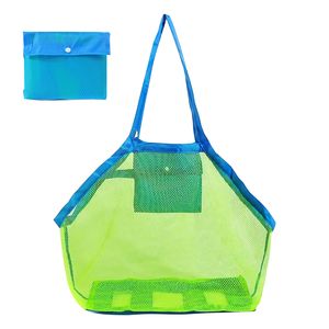 Sandspielzeug-Netztasche, große Strandtasche, faltbar und wiederverwendbar. Perfekt zur Aufbewahrung von Strand- und Wasserspielzeug im Urlaub Grüne