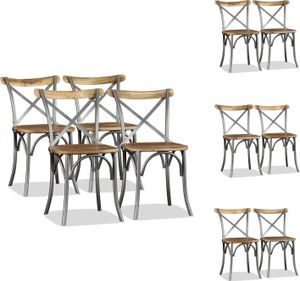 vidaXL Esszimmerstühle 4 Stk. Mangoholz Massiv und Stahl-Kreuzlehne -  Esszimmerstühle