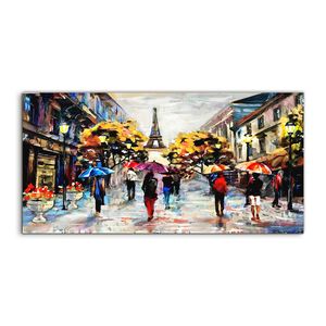 Coloray Canvas 140x70  Wandbild Leinwand Bilder Stadt Gemälde Straße Paris Eiffelturm