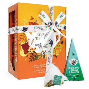 English Tea Shop - Teegeschenk mit Schleife "Super Goodness Tee Kollektion", BIO, 12 Pyramiden-Beutel