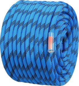 SucceBuy 12,7 mm statisches Kletterseil – 45,7 m (150 Fuß), 30 kN Spannung, blaues Faserseil mit Stahl-Karabinerhaken für Outdoor-Klettern, Abseilen, Flucht und Feuerrettung