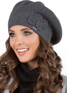 Vivisence Damen Baskenmütze mit Wollzusatz - Warme klassisch Mütze Damen Stilvolle Wintermütze für Frauen - Strickmützen an herbst - Dunkelgrau
